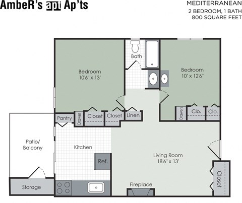 Two bedroom floor plan layout